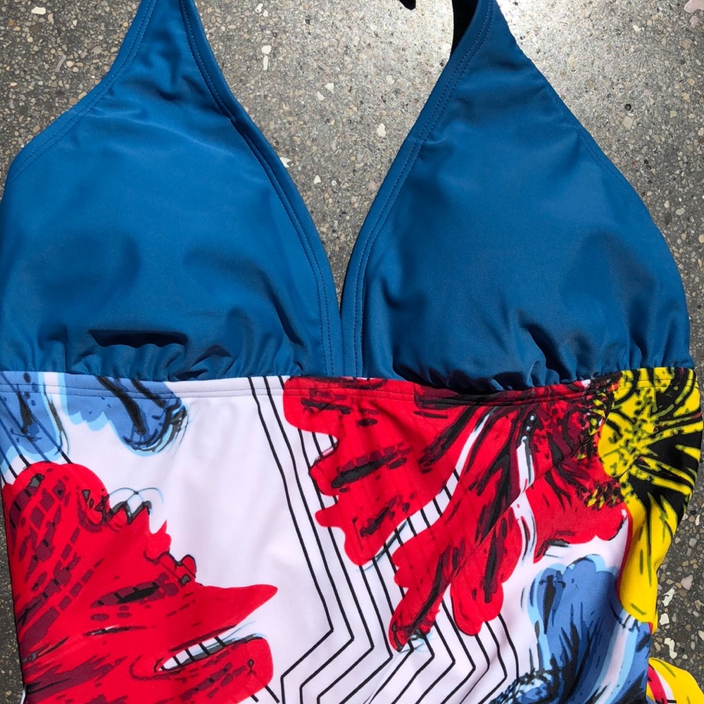 Hapari Colorful Floral 1 Pc Swim Suit -Sz 8-10 Med - Picture 6 of 7